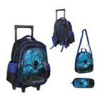 Kit Mochila Com Rodinhas E Lancheira + Estojo Spiders Blue