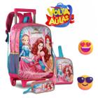 Kit Mochila com rodinhas, lancheira térmica e estojo Escolar Princesas Mágicas volta as aulas menina criança presente