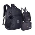 Kit Mochila Costas Crinkle com Lurex 19" Preto com Lancheira Térmica e Estojo Rebecca bonbon Original
