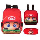 Kit Mochila Costas Escolar Menino Super Mario