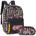 Kit Mochila Costas Grande Estojo Boruto Juvenil Escolar Preto