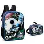 Kit Mochila Costas Lancheira Championship Soccer Goal Preto