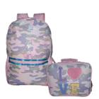 Kit Mochila Costas Lancheira Infantil Escolar Luxcel I Love Rosa