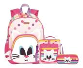 Kit Mochila Costas M Sestini Kids Cat Rosa 2019 Lanch Especial