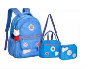 Kit Mochila Costas Rebecca Bonbon Lancheira Estojo Azul Love