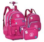 Kit Mochila de Carrinho Luluca Lancheira e Estojo LU24634 Rosa