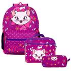 Kit Mochila de Costas com Lancheira Roxa Gata Marie Toys 2U