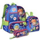 Kit Mochila De Costas Escolar Infantil Gato Galáctico Oficial