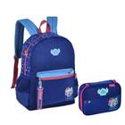 Kit Mochila De Costas Estojo Box Escolar Disney Stitch Ohana