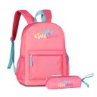 Kit Mochila de Costas Live Free Yourself C/ Estojo Simples For Girls Escolar - Clio