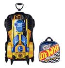 Kit Mochila de Rodas e Lancheira 3D Hot Wheels Impermeável