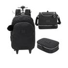 Kit Mochila de Rodas + Estojo Box + Lancheira Crinkle Preto Up4You, Luxcel