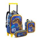 KIT Mochila de Rodas Infantil Dinossauro 3 Peças