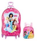 Kit Mochila de Rodas Princesas em 3D e Lancheira Escolar