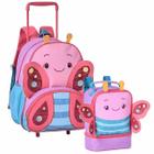 Kit Mochila de Rodinha Borboleta Infantil Com Lancheira