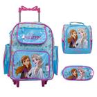 Kit Mochila De Rodinha Infantil Frozen Reforçada Cor Azul