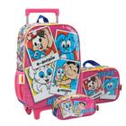 Kit Mochila de Rodinha Infantil Turma da Mônica Original Com Estojo e Lancheira térmica