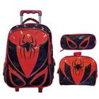 Kit mochila de rodinha lancheira e estojo infantil 3d spider ys42239