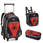 Kit Mochila de Rodinha, Lancheira e Estojo Spider DarkAranha