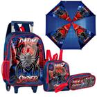 Kit Mochila de Rodinha Lancheira Estojo e Guarda Chuva Infantil Dark Spider DS3488K