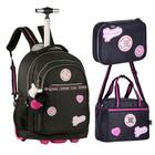 Kit Mochila de Rodinha Lancheira Estojo Rebecca Bonbon RB24001-02-03