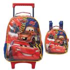 Kit Mochila de Rodinha Lancheira Xeryus Carros X1 Vermelho