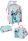 Kit Mochila de Rodinha Stitch + Estojo Duplo + Lancheira