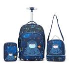 Kit Mochila de Rodinhas Astronauta Lancheira Estojo Menino Infantil Escolar