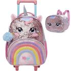 Kit Mochila de Rodinhas e Lancheira Pack Me Sweet Uni Rosa