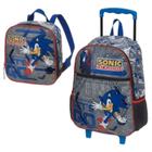 Kit Mochila de Rodinhas e Lancheira Sonic Unstopable Cinza