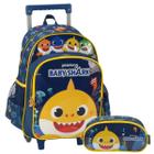 Kit Mochila De Rodinhas + Estojo Duplo Baby Shark Luxcel