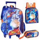 Kit Mochila de rodinhas infantil dragon ball super + Lancheira e Estojo clio