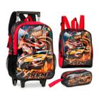 Kit Mochila De Rodinhas Infantil Escolar Carro Extreme Track - Klizz