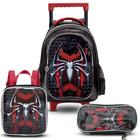 Kit Mochila De Rodinhas Lancheira Estojo Spider Silver