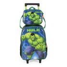 Kit Mochila de Rodinhas Lancheira Luxcel Avengers Hulk Verde