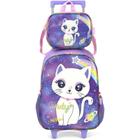 Kit Mochila de Rodinhas Lancheira Luxcel Cindy Roxo