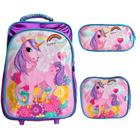 Kit Mochila de Rodinhas + Lancheira Térmica + Estojo Happy Pony YINS