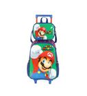 Kit Mochila De Rodinhas Lancheira Térmica Super Mario Bros