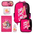 Kit Mochila de Rodinhas Menina Barbie Lancheira + Estojo