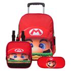 Kit Mochila de Rodinhas Menino Vermelha Super Mario 3 Pçs - TOYS 2U