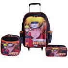 Kit mochila de rodinhas naruto infantil escolar meninos desenho anime bolsa aulas