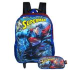 Kit Mochila De Rodinhas Superman Com Estojo Infantil Escolar