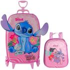 Kit mochila diplomata maxtoy 3d stitch rosa com lancheira