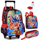 Kit Mochila Dragon Ball Goku 2 em 1 Rodinha Tam G Infantil Lancheira Térmica Estojo Duplo