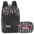 Kit Mochila e Estojo Boruto Naruto Preto Escolar Faculdade