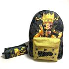 Kit mochila e estojo grande padrão escolar Naruto uzumaki versão clone das  sombras anime desenho geek nerd