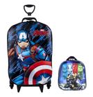 Kit Mochila e Lancheira em 3D Capitão America Rígida