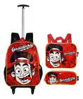 Kit Mochila Enaldinho Rodinhas Infantil Escolar Aulas Oficia