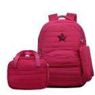 Kit Mochila Escola Juvenil Qualidade Estojo Lancheira Grande Infantil Reforçada Luxuosa Feminina Menina 3 Peças