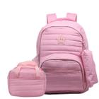 Kit Mochila Escola Juvenil Qualidade Estojo Lancheira Grande Infantil Reforçada Luxuosa Feminina Menina 3 Peças